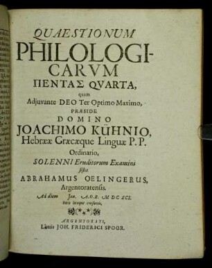 Quaestionum Philologicarum Πεντασ Quarta [...]
