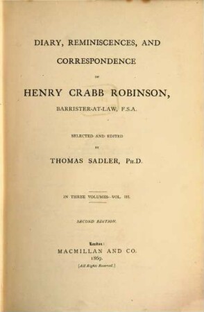 Diary, reminiscences, and correspondence : in three volumes, 3