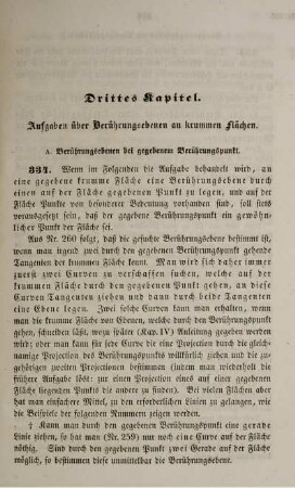 Drittes Kapitel. Aufgaben über Berührungsebenen an krummen Flächen.