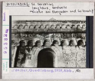 Quedlinburg: St. Servatius, Langhaus, Nordseite, Friese am Obergaden und Seitenschiff