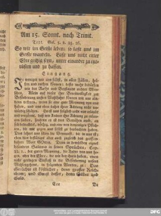 Am 15. Sonnt. nach Trinit. Text. Gal. 5. v. 25. 26.