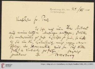 Brief von Aby Moritz Warburg an Franz Boll