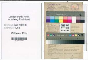 Entnazifizierung Fritz Ohlbrock , geb. 06.02.1899 (Schlosser)