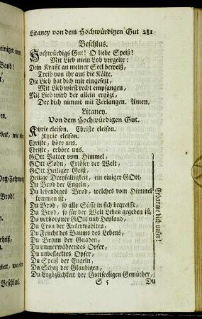 Litaney. Von dem Hochwürdigen Gut