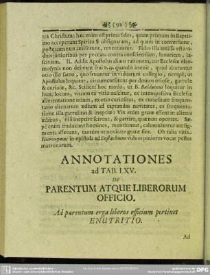 Annotationes ad Tab. LXV. De Parentum Atque Liberorum Officio
