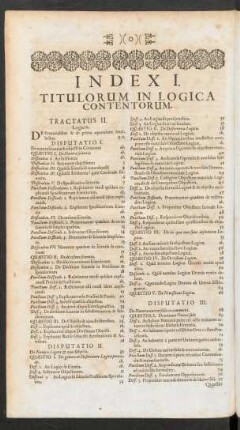 Index I. Titulorum In Logica Contentorum