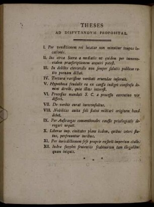 Theses Ad Disputandum Propositae.