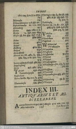 Index III. Antiquarius Et Miscellaneus