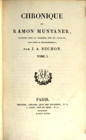 Chronique de Ramon Muntaner. 1