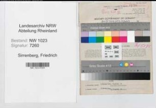 Entnazifizierung Friedrich Sirrenberg , geb. 22.06.1893 (Inspektor)