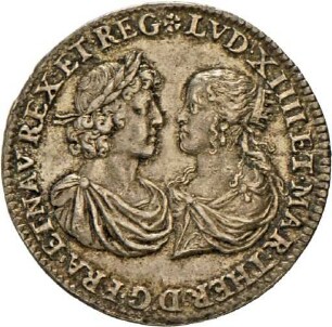 Medaille von Jean Warin auf die Vermählung von Ludwig XIV. und Maria Theresia, 1660