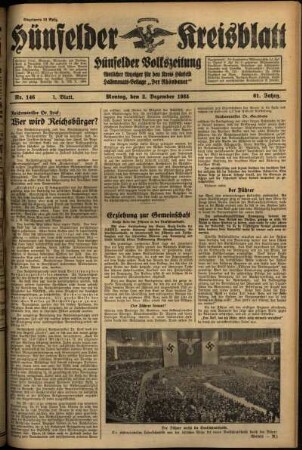 Erste Ausgabe vom Montag, den 02. Dezember 1935.