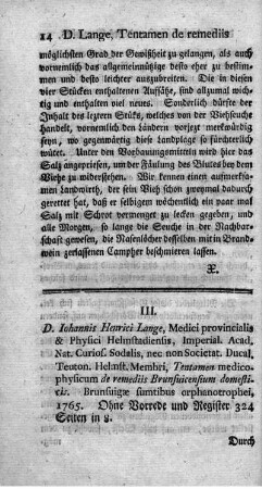 III. Tentamen medico-physicum de remediis Brunsvicensium domesticis.