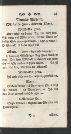 Neunter Auftritt. Willibalds Frau, alsdann Albern