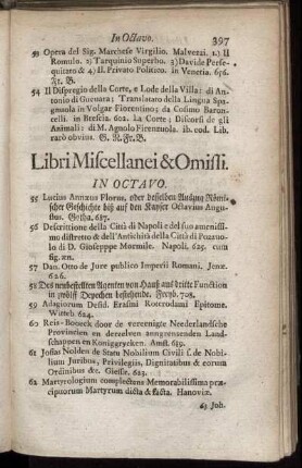 Libri Miscellanei & Omissi. In Octavo.