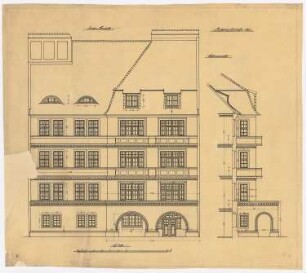 Wohnhausgruppe Lauterbach, Breslau: Hohenzollernstraße 105: Vorder- und Seitenansicht