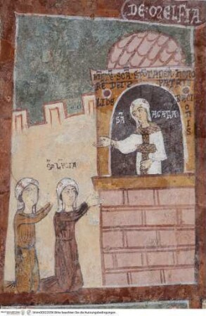 Neun Szenen aus dem Leben der heiligen Lucia, Lucia und ihre Mutter am Grab der heiligen Agathe