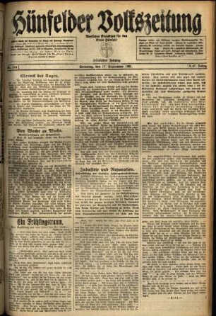 Ausgabe vom Samstag, den 17. September 1921.