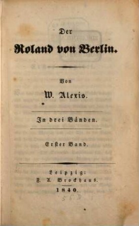 Der Roland von Berlin : In drei Bänden. 1