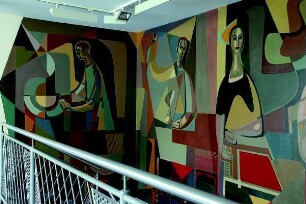 Ehem. Textilfachschule Sachteil Wandbild im Treppenhaus; Lauterbach, Vogelsbergstraße 25