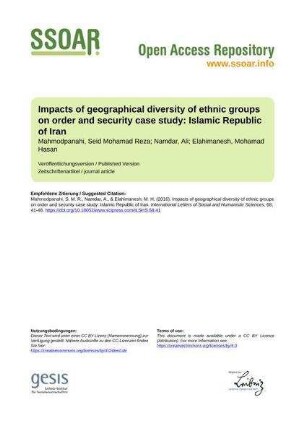 Impacts of geographical diversity of ethnic groups on order and security case study: Islamic Republic of Iran