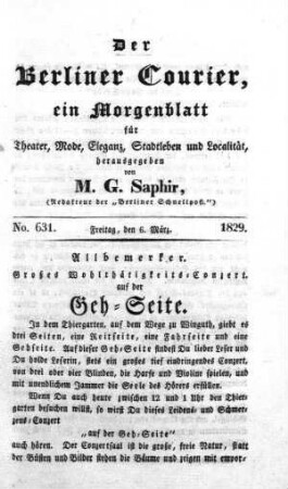 No. 631., Freitag, den 6. März 1829