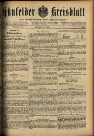 Ausgabe vom Samstag, den 15. Juli 1916.