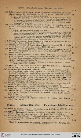 Möbel. Holzschnitzereien. Tapezierer-Arbeiten etc (Nr. 362 - 449)