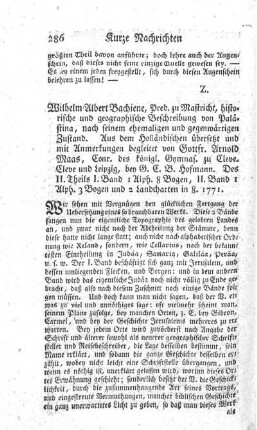 Historische und geographische Beschreibung von Palästina. T.2.,Bd.1.2.