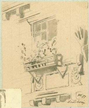 Reilsheim Teil Fachwerkhauswand mit Fenster und Blumenkasten