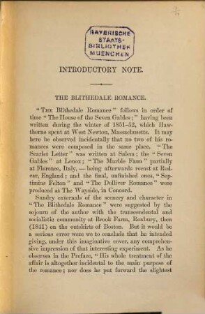 The complete Works of Nathaniel Hawthorne, with introductory Notes by George Parsons Lathrop and illustrated with Etchings by Blum ... : In 24 Volumes, 10
