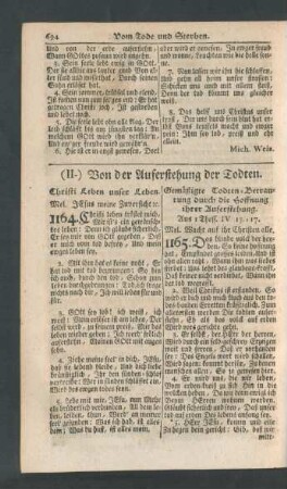 (II.) Von der Auferstehung der Todten.