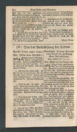 (II.) Von der Auferstehung der Todten.
