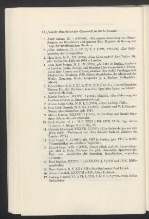 1 b) Jüdische Mitarbeiter der "Zeitschrift für Bücherfreunde"