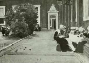 Hof des Waisenhauses in Amsterdam. Studie / Amsterdamer :Waisenmädchen (Studie) / Freistunde im Amsterdamer Waisenhaus (Studie) / Studie zur Freistunde im Amsterdamer Waisenhaus. Ansicht des Innenhofes