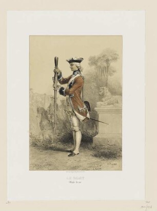Le salut, officier suisse, Blatt 5 der Folge "Militärkostüme vor und während der Revolution"