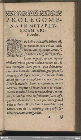 Prolegomena In Metaphysicam Aristotelis
