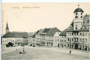 Leisnig. Marktplatz mit Rathaus