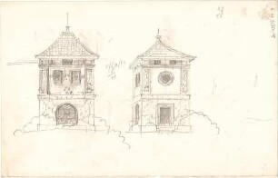 Thiersch, August ; Transformationsstationen, Masttransformatoren, Entwürfe - Ansicht, Perspektive