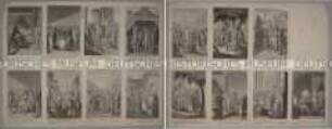 Szenen aus dem Dreißigjährigen Krieg - beidseitig beklebtes Blatt mit 15 (von urspr. 16) ausgeschnittenen Graphikblättern (Nrn. 1-11; 13-16)