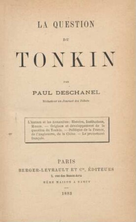 La question du Tonkin
