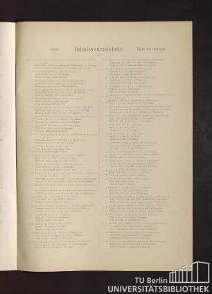 Index. Inhaltsverzeichnis. Table des matières.
