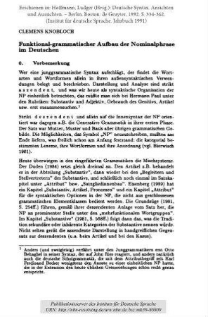 Funktional-grammatischer Aufbau der Nominalphrase im Deutschen