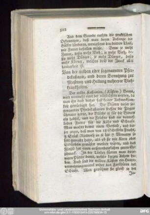 Von der wilden oder sogenannten Pferdekastanie, und deren Benutzung zur Mastung und Heilung mehrerer Viehkrankheiten.