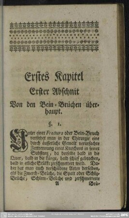 Erstes Kapitel, [Von den Beinbrüchen]