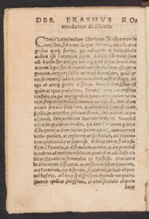 Des. Erasmus Roterodamus de Metris.
