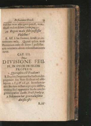 Cap. III. De Divisione Feudi, In Specie De Feudis Propriis.