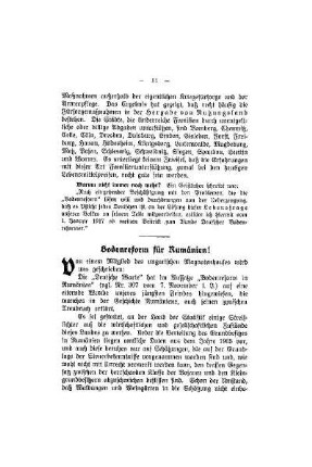 Bodenreform für Rumänien!