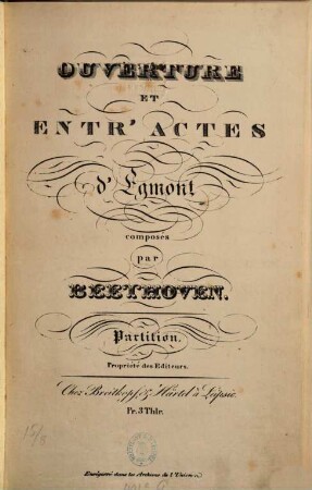 Ouverture et entr'actes d'Egmont : op. 84