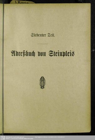 Siebenter Teil. Adreßbuch von Steinpleis